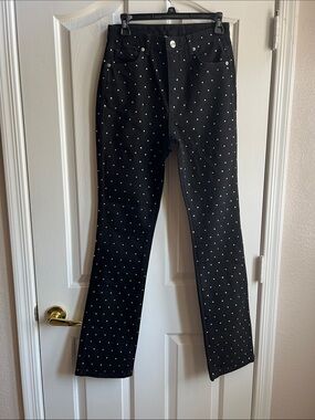 Gianni Bini Black Jeans with Shiny Button Accent